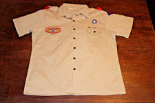 Boy Scouts of America BSA Men's Shirt Tan X-Large XL 100 Cotton Sewn Patches