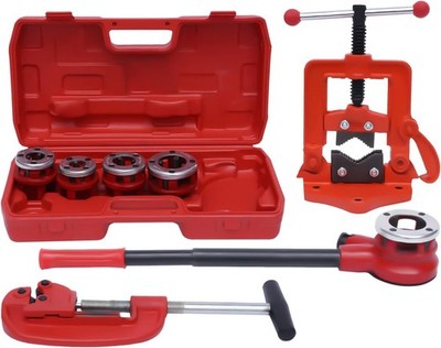Pipe Threader Ratchet Type with 5 Dies Set, Handheld Handle Threading Plumbing H