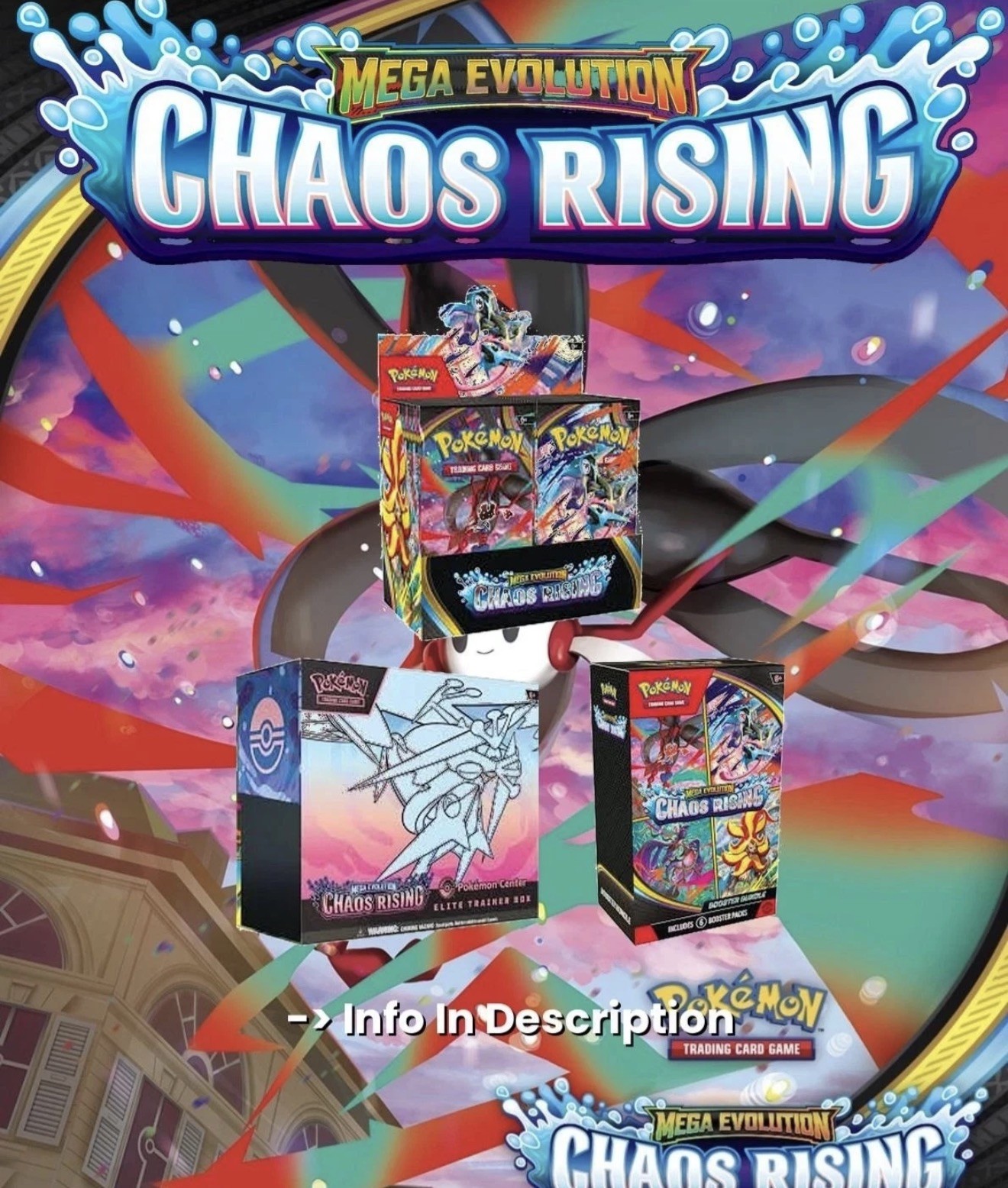 PRESALE Chaos Rising Pokemon Center Bundle 1x Booster Box 1x B Bundle 1x PC ETB