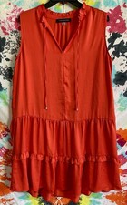 Tommy Hilfiger Women’s Orange Sleeveless Ruffle Dress Size 14