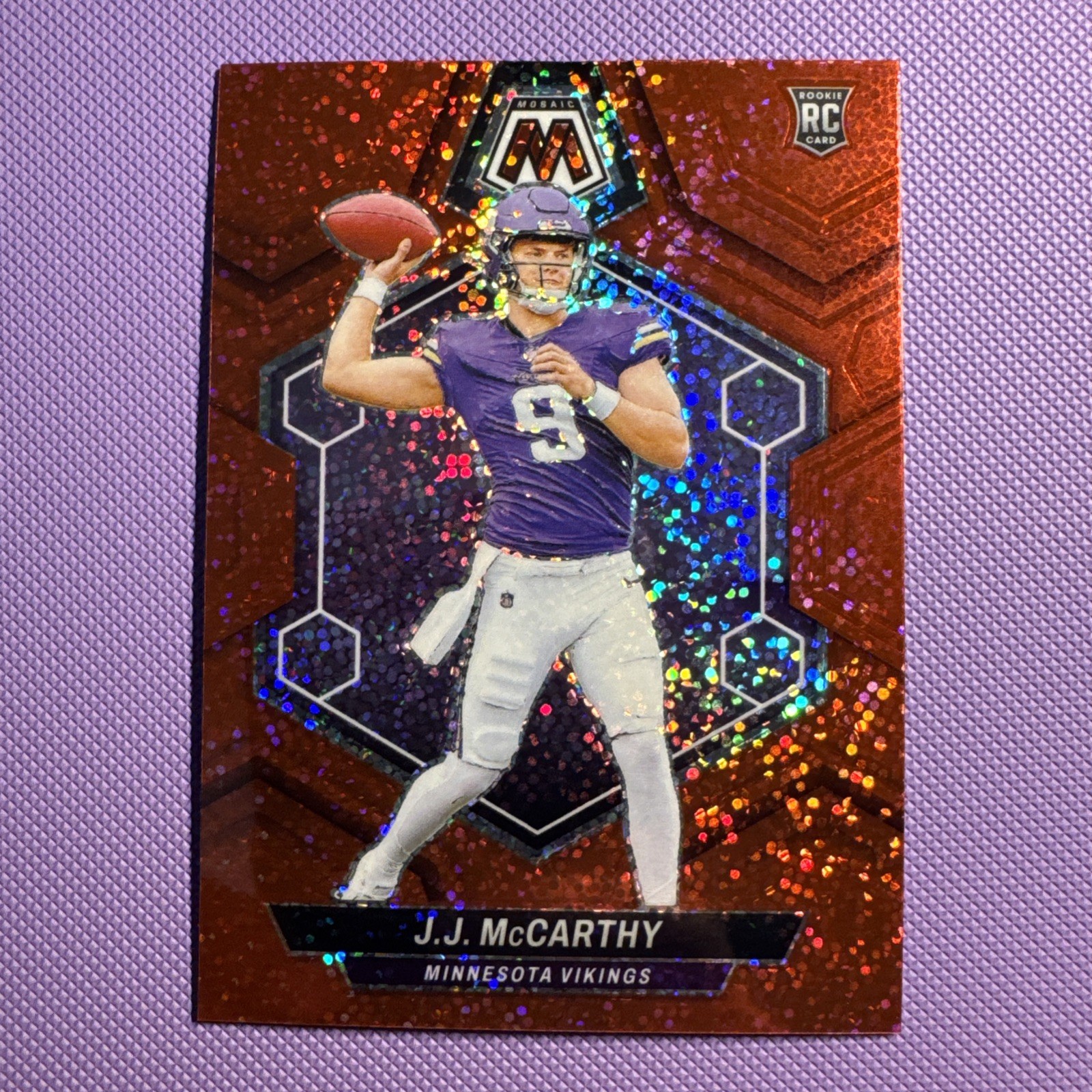 2024 Panini Mosaic Red Sparkle #310 JJ McCarthy Minnesota Vikings RC