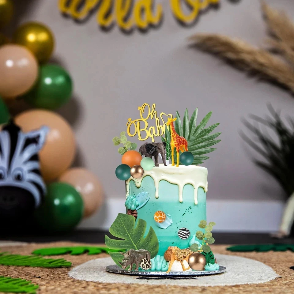 42 Pcs Safari Jungle Animal Cake Toppers Wild One Zebra Lion Giraffe Elephant... - Image 4 of 4