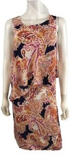 J Jill Shift Casual Dress Blouson Top Rayon Paisley Sleeveless SZ SM