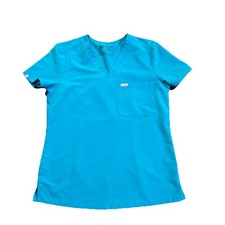 FIGS Catarina Short Sleeve Scrub Top Teal SIZE SMALL