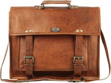 18" Men Goat Leather Inside 18" Laptop Messenger Vintage Genuine Shoulder 4 Size
