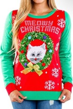 Tipsy Elves Meowy Christmas Sweater Women  s 3xl