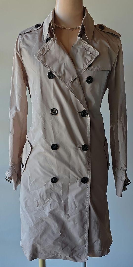 Burberry London Long-length Trench Coat Collared Buttons Size 38 For Women