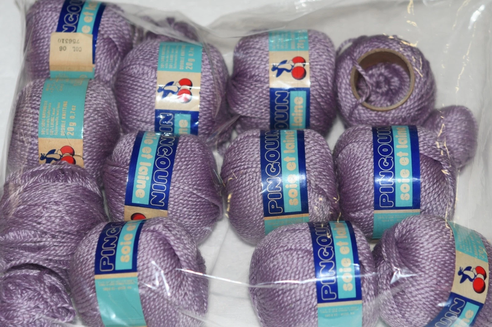 LOT of 10 Pingouin 50/50 SILK SKEINS, color 6, FRANCE Soie et Laine - product detail image 1