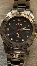 Fila Sport Uhr Edelstahl Blau Tachymeter Japan Movt -100 Meter Wasserdicht 807-G