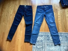 J.CREW Women's Skinny Jeans Blue  Dark Blue Denim Button Zip Pockets