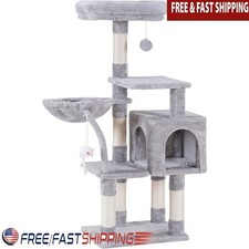 Cat Tree Tower Condo W/ Plush Perch Cozy Hammock Sisal Scratching Posts Toys New