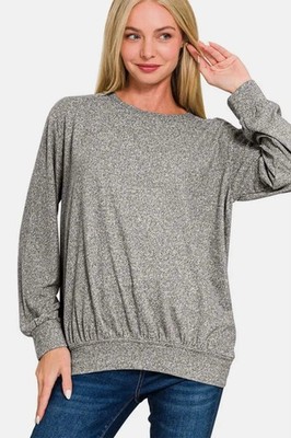 Shorts Trendsi Melange Top Women's Everyday Round Neck Tee Soft & Comfy