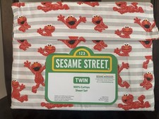 NEW Sesame Street Elmo 3pc TWIN Striped Sheet Set