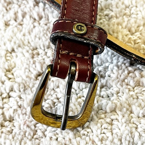 Etienne Aigner braun schmaler Gürtel Gr. XL dünn klassisch Leder Vintage Messing Y2K - Bild 3 von 9
