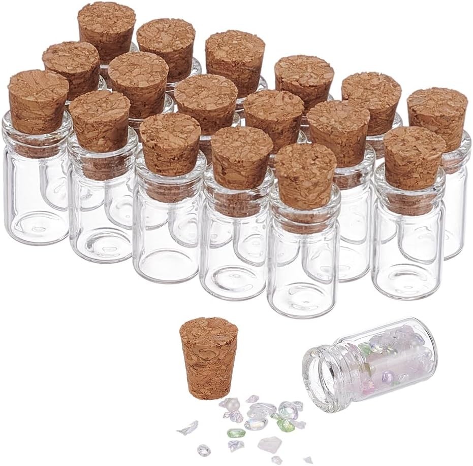PH PandaHall 20pcs 1.5ML Small Glass Bottles with Cork Chirstmas Tiny Spell Jar