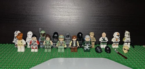 16 LEGO authentic Star Wars Mini Action Figures and Accessories Collectible Lot