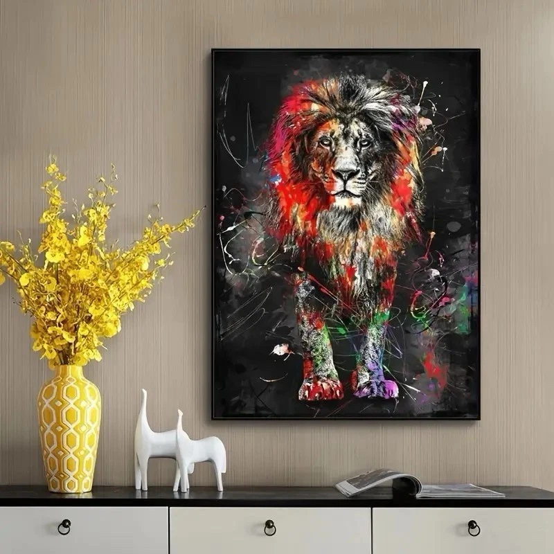 Холст настенное искусство граффити лев искусства стены искусства печати стены современный домашний декор - Изображение 4 из 4