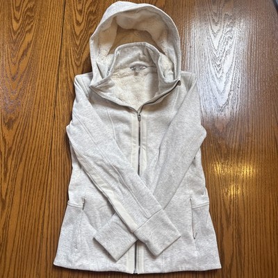 Athleta Heather Grey/Cream Colored Free Women s Hooded Sweatshirt