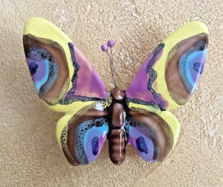 Papillon Mural Céramique signée Vallauris Vintage Années 50 60 Déco Rétro