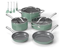 Bakken 12-Piece Ceramic Cookware Set Green
