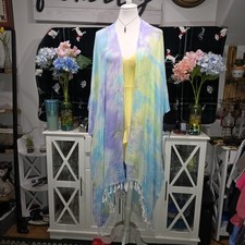Kori America Tie-Dye Fringe Kimono Cover-Up in Size 1XL/2XL