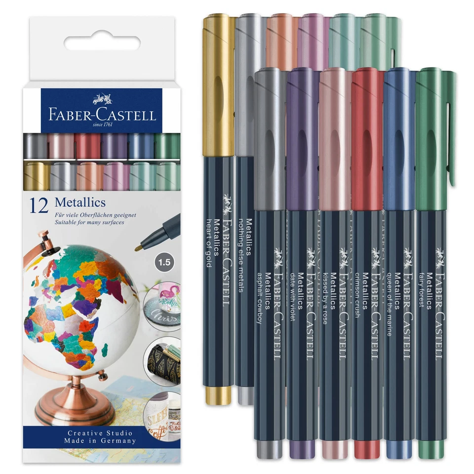 Faber-Castell Metallic Multi-Surface Creative Markers, Set of 12 - Image 2 of 4