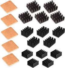 Easycargo 20pcs Raspberry Pi 4 Heatsink Kit Aluminum + Copper + Black (20pcs) 