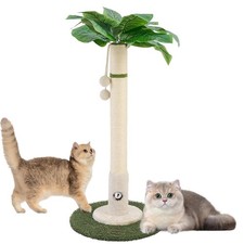 35.43 Inch Cat Scratching Post With Sisal Rope Palm Tree Hanging Ball White