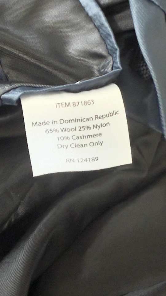 Hathaway Platinum Wool Cashmere Blend Black Top Coat Blazer Jacket Men's 40R - Image 4 of 4