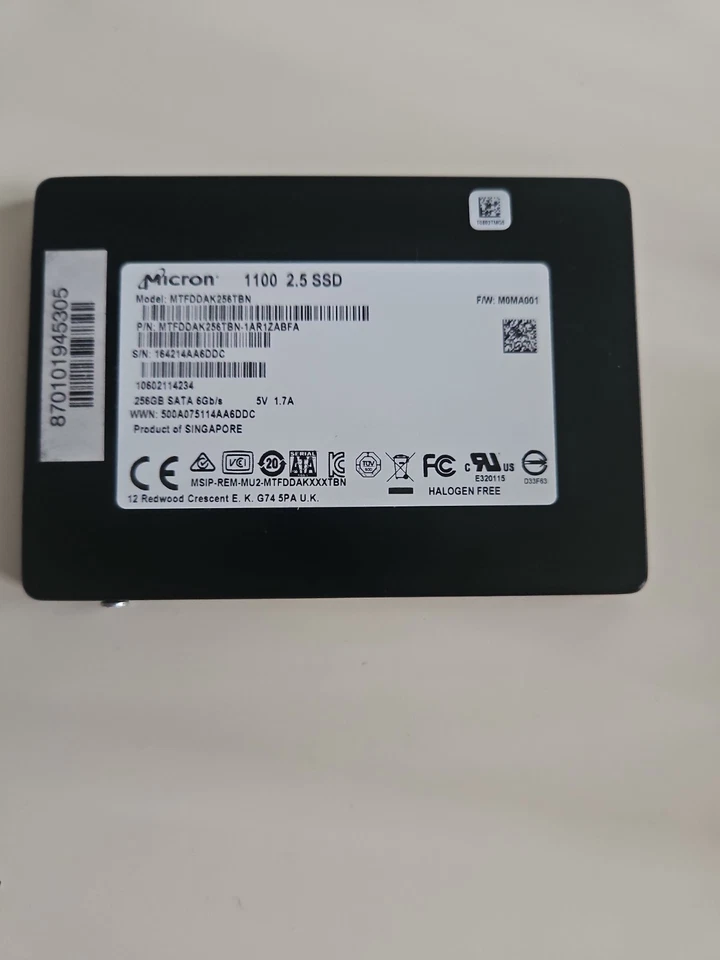 MTFDDAK256TBN MICRON SSD 256GB SATA 6G 2.5" SFF,