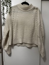 H&M women's cream knitted oversized jumper