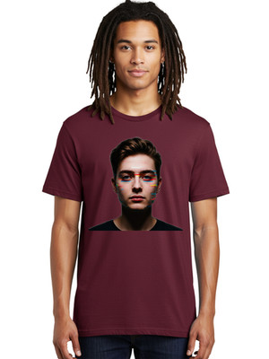 Distorted-Portrait Mens Graphic Tee, 100% Cotton, Casual Summer Wear