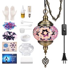 Bohmr Diy Turkish Mosaic Lamp Kit 5.2D Plug-In Stained Glass Pendant Hanging