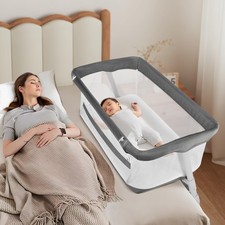 Bassinet Bedside Sleeper,Baby Bassinet Slides Over Bed,5-Height Adjustment  ...