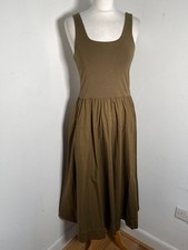 Everlane Dress S VGC khaki green midi A line cotton classic pockets