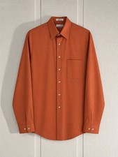 Van Heusen Men's Dress Shirt 16.5 34/35 Orange Polyester Cotton Regular Wrinkle  