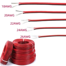 2Pin Copper Wire 18/20/22/24/26AWG Red Black PVC Cable for LED Extension - NEW