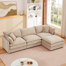 Modular Sectional Sofa, 105 Inch L Shaped 3-Seater Couch Set for Living Room
