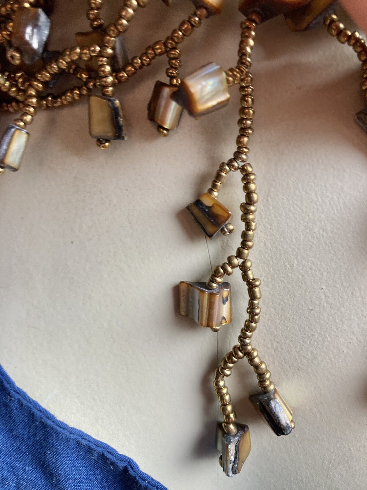 HANDMADE BOHO STATEMENT CLUSTER NECKLACE GOLD SEE… - image 8