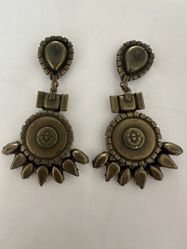 Loren Hope Purple Amethyst Rhinestone Dangle Drop Pierced Earrings Flamingos - Picture 4 of 5