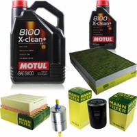MANN-FILTER Inspektionspaket 6L Motul 5W-30 8100 X-Clean+ FüR Audi A4 Cabriolet