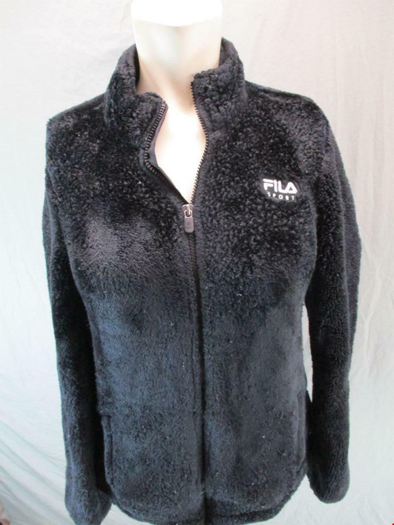 FILA Giacca pile FLA taglia M donna nera attiva full zip antivento con tasche GR6329
