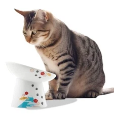 Necoichi Extra Wide Raised Cat Food Bowl, Elevated,  Assorted Colors , Sizes 