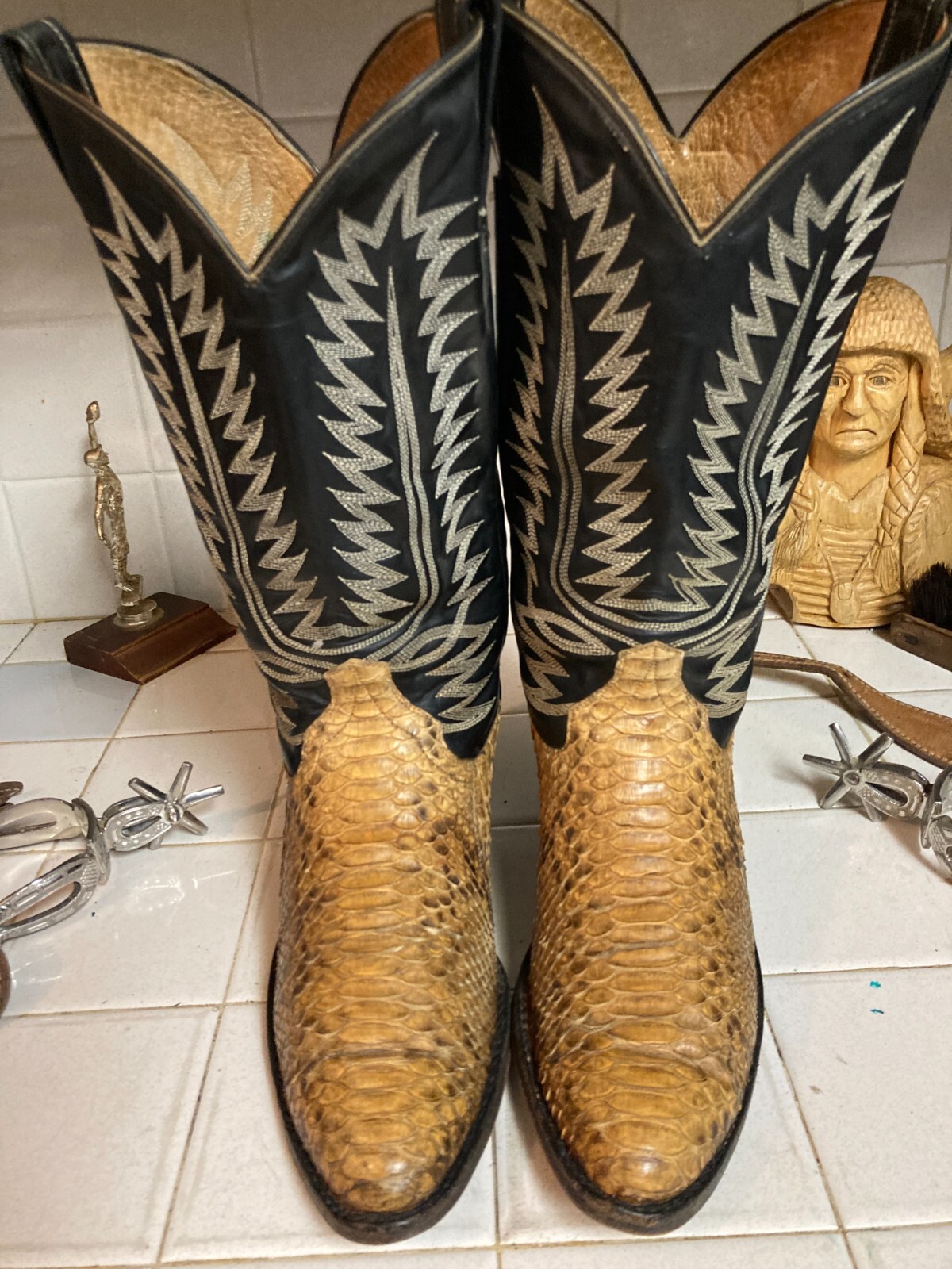 CUSTOM SHOP Snakeskin WESTERN COWBOY RANCH Boots Men'… - Gem