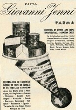 PUBBLICITA' 1947 DITTA GIOVANNI JENNI PARMA PARMIGIANO REGGIANO POMODORO EXPORT