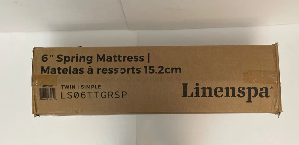 Colchón de soporte para cuerpo completo Linenspa 6" con muelles internos, doble, 75"x39", blanco suave Foto 4 de 4