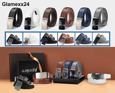 Glamexx24 Herren Automatik Gürtel in Kunst Leder verschiedenen Farben Längen