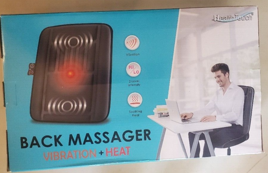 Health Touch Back Massager with Soothing Heat & Vibration New Open Box