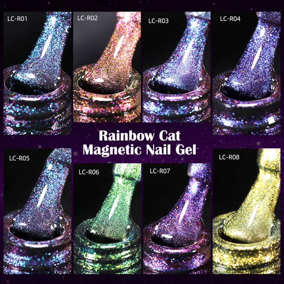 Glitter Cat Eye Laser Gel Nagellack Nagellack Nail Art Decor Diy  ◆ - Bild 2 von 4