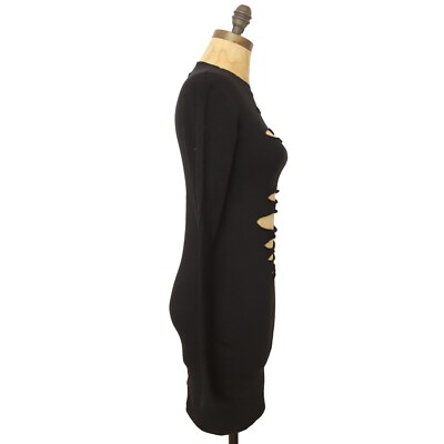 EDIKTED Nordstrom Slashed Bodycon Mini Dress XS Long Sleeve Black NWT B37 |  eBay